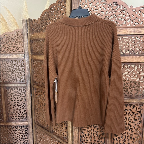 NEW NWT Reformation Cafe Fantino Cashmere Collared Cardigan Cinnamon - Picture 4 of 4